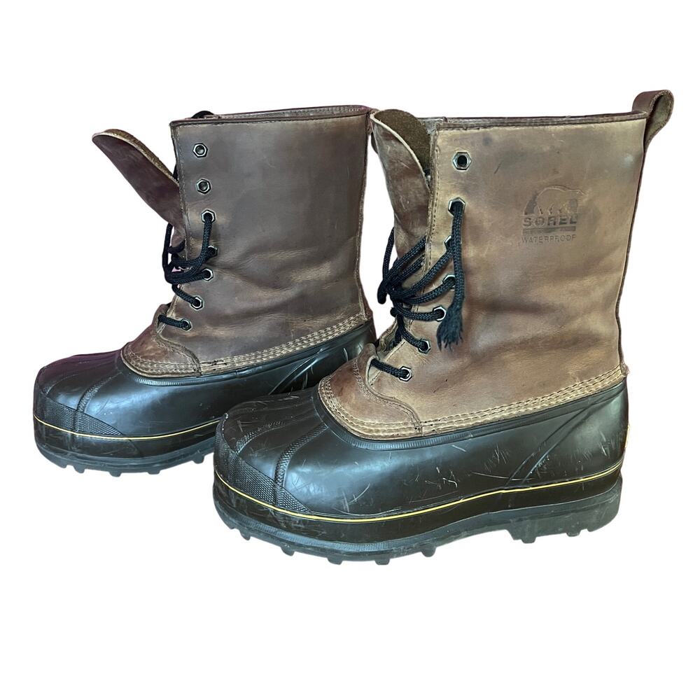 Sorel Chieftan Mens Lined Duck Boots Leather Waterproof LM1048-201 Size 8